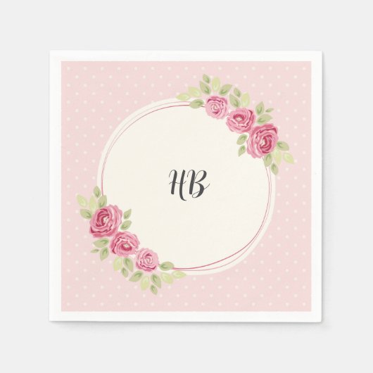 Antiker Shabby Chic Rosenrahmen Serviette (Vorderseite)