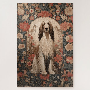 Antiker Sitzender Afghanischer Windhund Blumenmust Puzzle