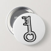 Antiker Skelettschlüssel handgezeichnet Silber ant Button (Vorne & Hinten)