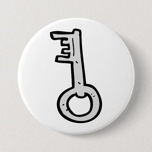 Antiker Skelettschlüssel handgezeichnet Silber ant Button (Vorderseite)
