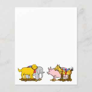 Antiker Spielzeughund, Pferd, Schwein, Elefant Flyer