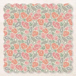 Antiker Steampunk-Altschlüssel Roter Mohn Untersetzer