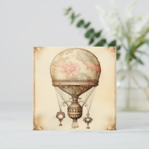 Antiker Steampunk-Blumen-Heißluftballon