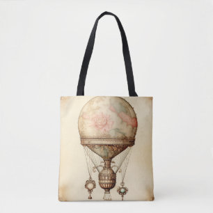 Antiker Steampunk-Blumen-Heißluftballon Tasche