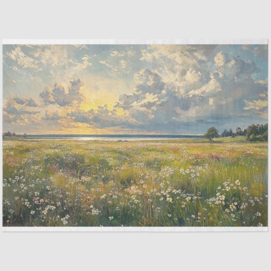 Antiker Stil Delikate Wildblume Landschaft Seidenpapier (Vorderseite)