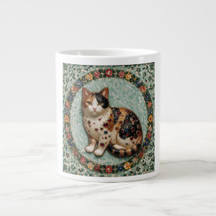 Antiker Stil Fein Calico-Katze Florales Mosaik Jumbo-Tasse