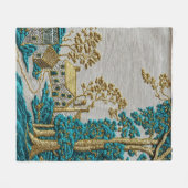 Antiker Stil Teal + Gold Farbe Ländlich Fleecedecke (Vorderseite (Horizontal))