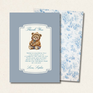 Antiker Teddybär, französische Toile staubblaues B Dankeskarte