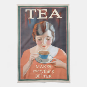 Antiker Teetrinker, Tasse Tee Geschirrtuch