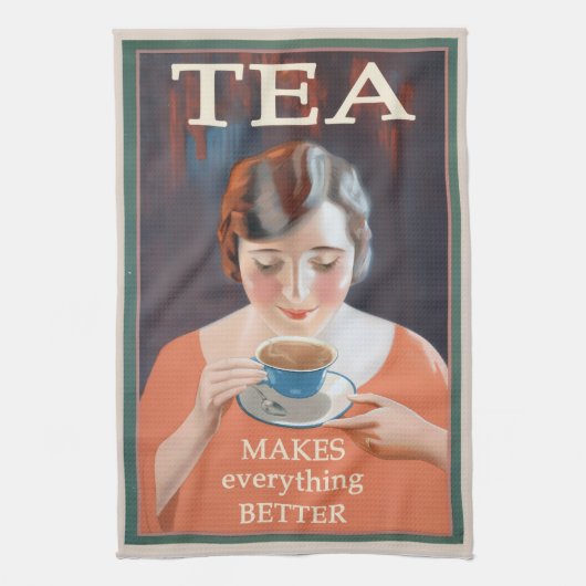 Antiker Teetrinker, Tasse Tee Geschirrtuch (Vertikal)
