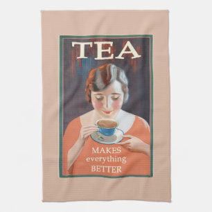 Antiker Teetrinker, Tasse Tee Geschirrtuch