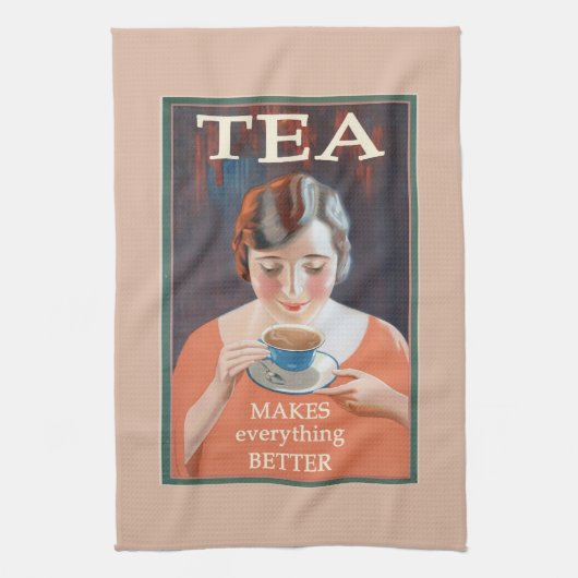Antiker Teetrinker, Tasse Tee Geschirrtuch (Vertikal)