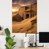 Antiker Tempel Wüsten-Sci-Fi-Kunst Poster (Heimbüro)
