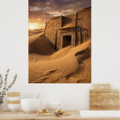 Antiker Tempel Wüsten-Sci-Fi-Kunst Poster (Küche)