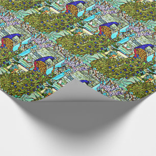 Antiker Tiffany-Buntglas-Pfau Geschenkpapier