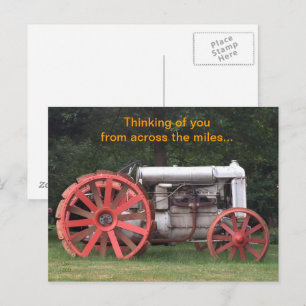 Antiker Traktor - In Gedanken bei Dir Postkarte