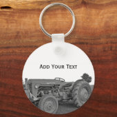 Antiker Traktor in Schwarz-Weiß-Schlüsselanhänger Schlüsselanhänger (Vorderseite)