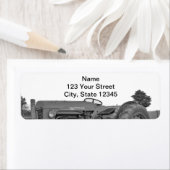 Antiker Traktor in Schwarzweiß-Rücksendeadresse (Insitu)