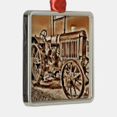 Antiker Traktor-landwirtschaftliche Silbernes Ornament (Rechts)