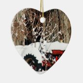 Antiker Traktor Snowy Keramik Ornament (Rechts)