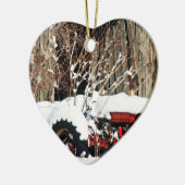 Antiker Traktor Snowy Keramik Ornament (Links)