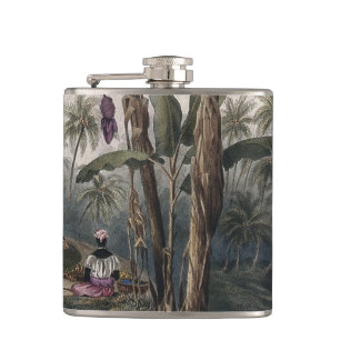 Antiker Tropischer Bananenbaumwald   Vintage Bota Flachmann