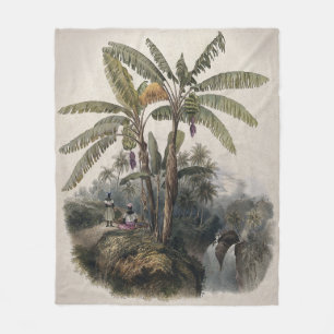 Antiker Tropischer Bananenbaumwald   Vintage Bota Fleecedecke