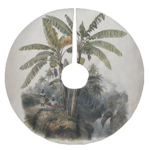 Antiker Tropischer Bananenbaumwald   Vintage Bota Polyester Weihnachtsbaumdecke