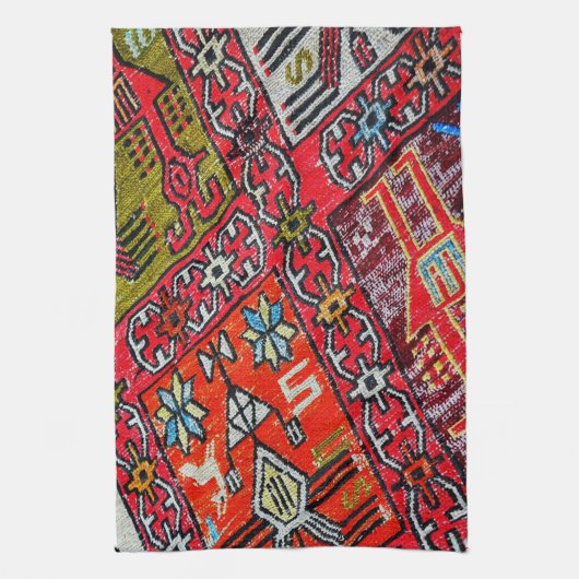 Antiker türkischer Teppich Geschirrtuch (Vertikal)