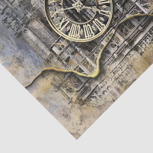 Antiker Uhrenturm | Steampunk-Entpackung Seidenpapier (Ausschnitt)