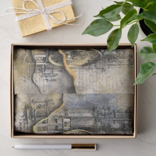 Antiker Uhrenturm | Steampunk-Entpackung Seidenpapier (Geschenk)