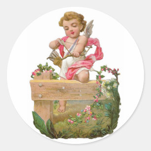 Antiker Valentins-Cupid Runder Aufkleber