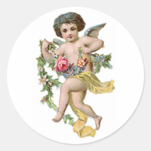 Antiker Valentins-Cupid Runder Aufkleber