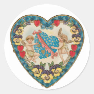 Antiker Valentinstag Cupid Herz Runder Aufkleber