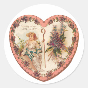 Antiker Valentinstag Cupid Herz Runder Aufkleber