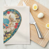 Antiker Valentinstag, Vintage Engel im Herzen Geschirrtuch (Viertel Falte)