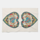 Antiker Valentinstag, Vintage Engel im Herzen Geschirrtuch (Horizontal)