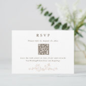 Antiker viktorianischer beiger Hochzeits-QR-Code RSVP Karte (Stehend Vorderseite)