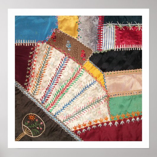 Antiker, Viktorianischer Crazy Quilt Square Poster (Vorne)