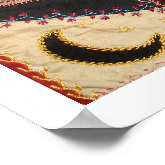 Antiker Viktorianischer Crazy Quilt Square Poster (Ecke)