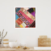 Antiker Viktorianischer Crazy Quilt Square Poster (Küche)