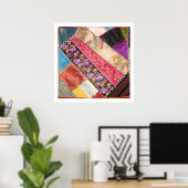 Antiker Viktorianischer Crazy Quilt Square Poster (Heimbüro)