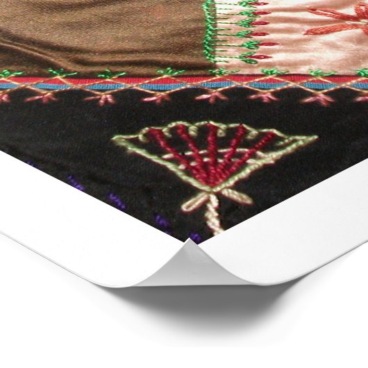 Antiker Viktorianischer Crazy Quilt Square Poster (Ecke)