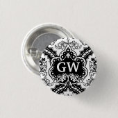 Antiker viktorianischer Damast-Monogramm Button (Vorne & Hinten)
