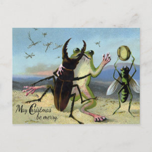 Antiker viktorianischer Frosch Weihnachten Postkarte