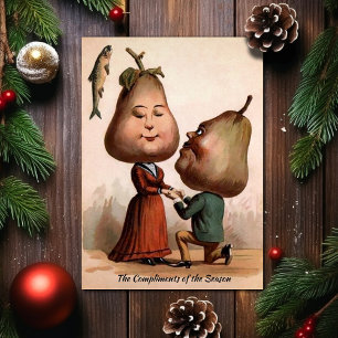 Antiker viktorianischer Heiratsantrag mit Birnenko Feiertagskarte