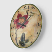 Antiker Viktorianischer Hibiskus mit römischen Zah Große Wanduhr (Winkel)