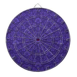 Antiker viktorianischer Indigo-Damaskus-Paisley-Bl Dartscheibe