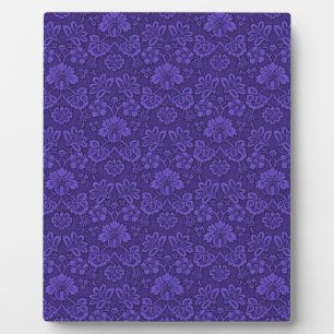 Antiker viktorianischer Indigo-Damaskus-Paisley-Bl Fotoplatte