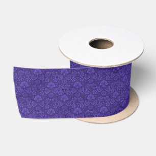 Antiker viktorianischer Indigo-Damaskus-Paisley-Bl Satinband
